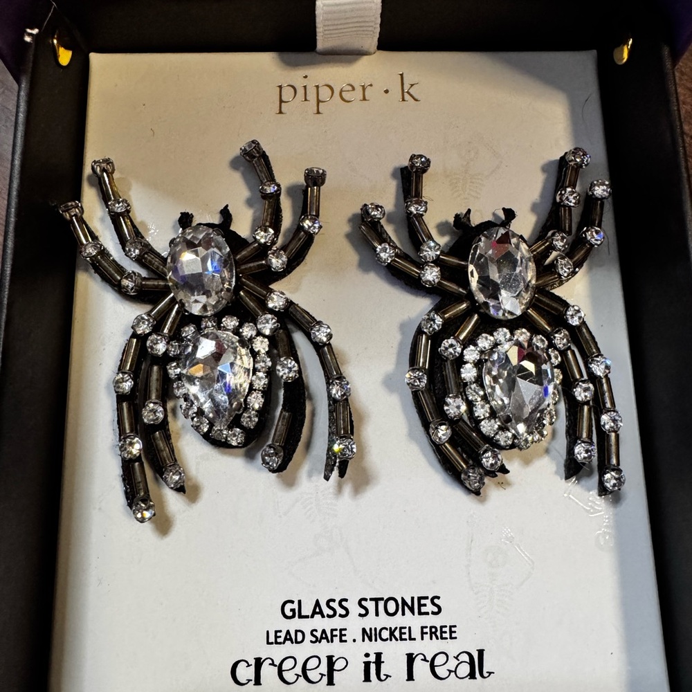 Piper K Spider Earrings with Glass Stones